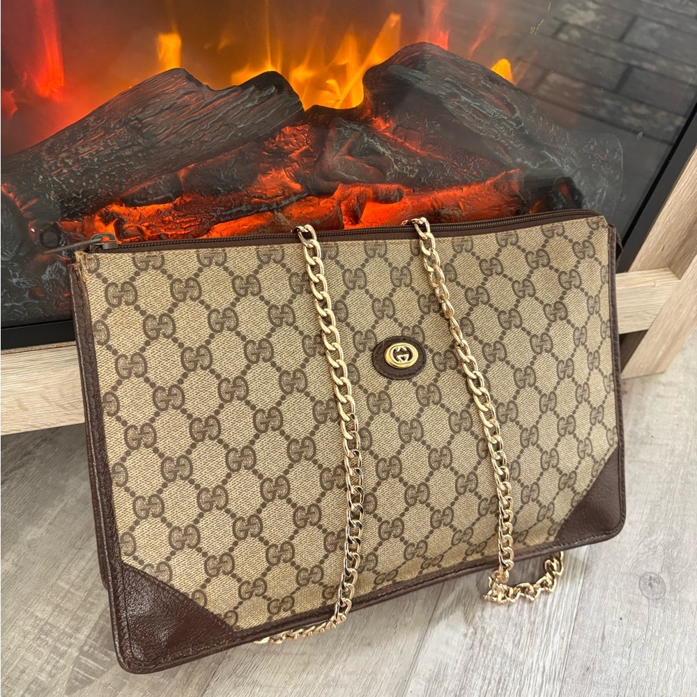 AUTHENTIC GUCCI Crossbody bag purse gg vintage tote handbag shoulder bag - Picture 2 of 12